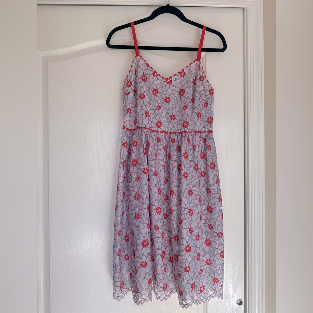 Draper James gorgeous blue and red strappy lace dress